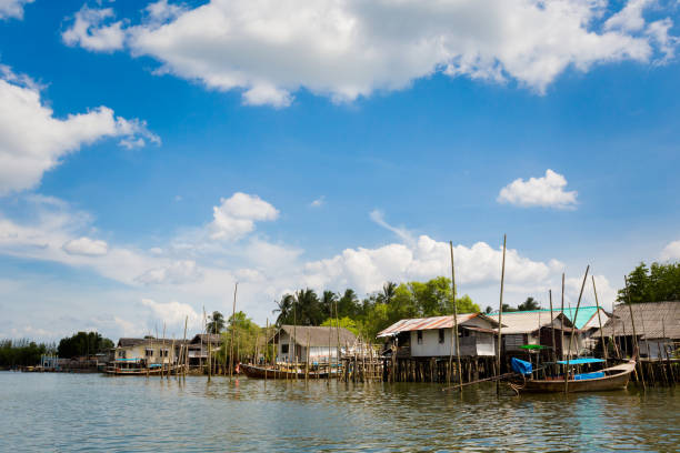 View on tropical Koh Klang island in Krabi in southern Thailand. Landscape taken from longtail boat in south east Asia.