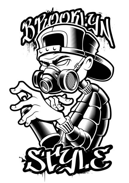 graffiti-künstler-monochrom - skull dirty insignia grunge stock-grafiken, -clipart, -cartoons und -symbole