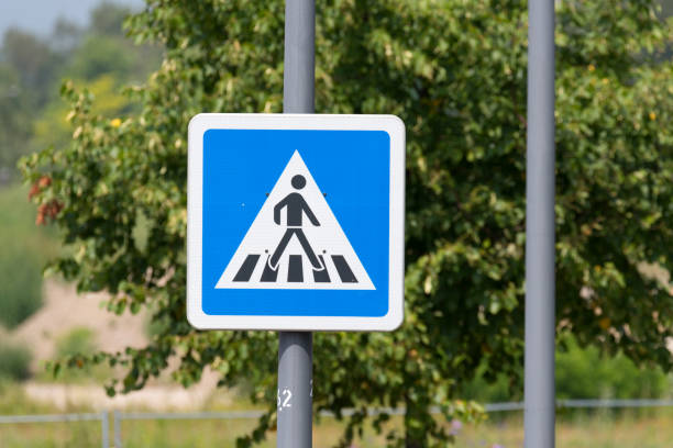 A traffic sign indicating a zebra crossing