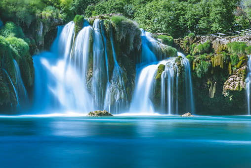 Long Exposure View of waterfall Skradinski Buk in Krka National Park ,one of the Croatian national parks in Sibenik,Croatia.