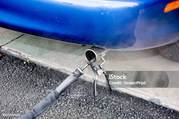 Car Passes An Anti Pollution Test Stock Photo - Download Image Now - Scientific Experiment, Fumes, Car