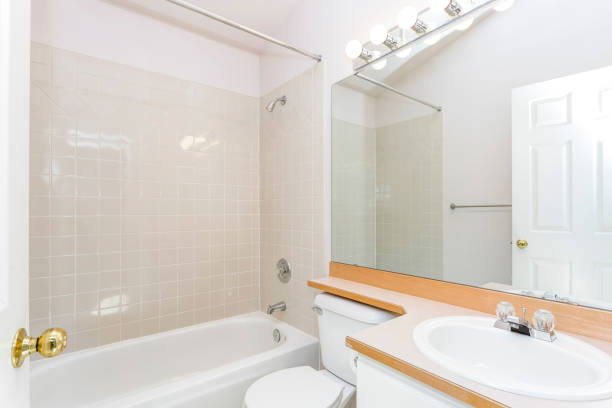 istock Renovated interior of a white bathroom. 1007286146
