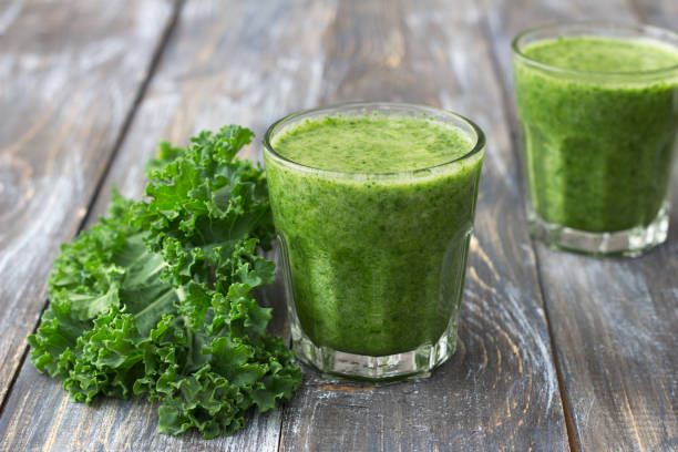 istock Green smoothies with kale, banana and lemon 1007295258