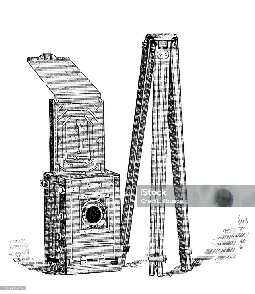 Antique scientific engraving illustration: Camera 19th Century stock illustration