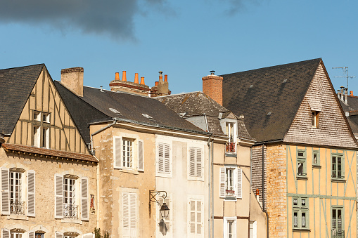Medieval timberframe houses in Le Mans Plantagenet city, Pays de la Loire, France