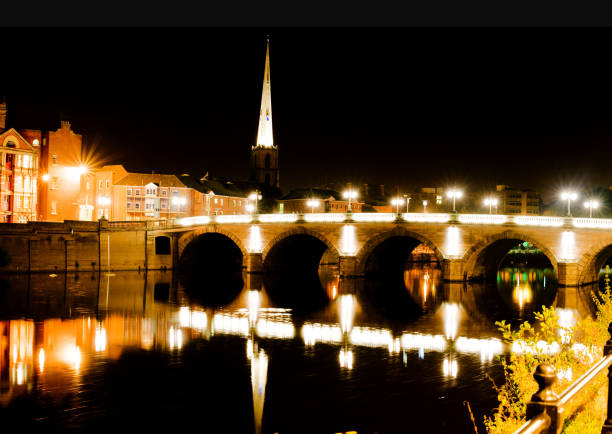 istock Colourful River Severn, Worcester (Worcestershire) - UK At Night 1007305268
