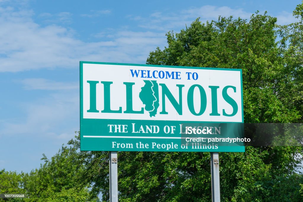 Señal de bienvenido a Illinois - Foto de stock de Illinois libre de derechos
