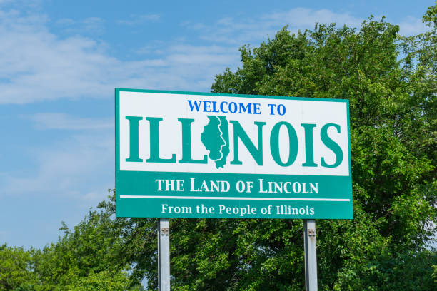 benvenuti nel segno dell'illinois - illinois foto e immagini stock