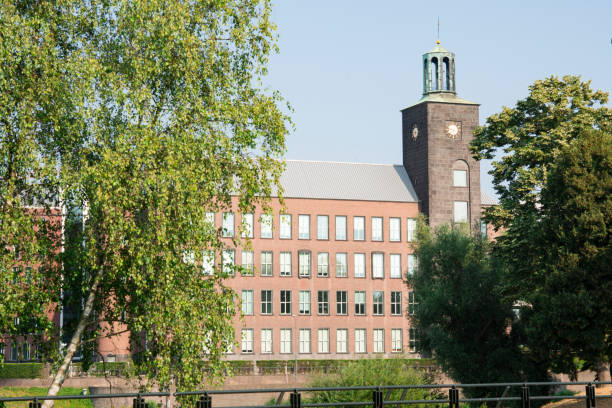 istock office building with tower, clock, Den Bosch, 's Hertogenbosch, The Netherlands 1007314394