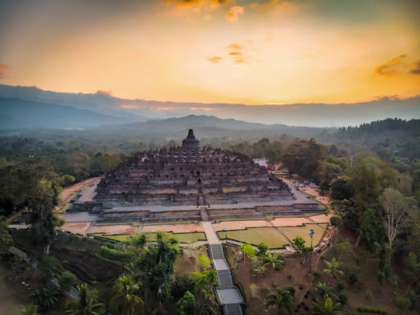 Borobudur temple aerial photo