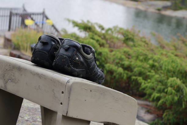 istock mans dress shoes overlooking a cottage themed background. Representing anthropomorphic object, business man escaping the reality of work 1007329764