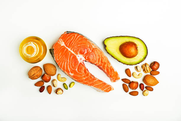 alimentos con alto contenido de grasa beneficios - omega 3 fotografías e imágenes de stock