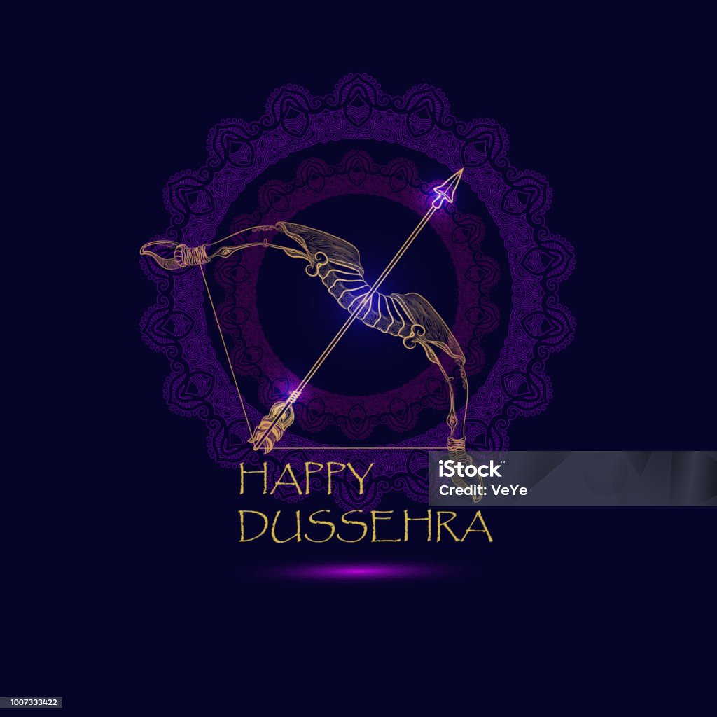 Glücklich Dussehra Indianerfest. Vektor-Illustration. - Lizenzfrei Dashahara Vektorgrafik