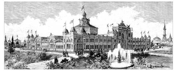 istock Antique scientific engraving illustration: Chicago Expo Building 1007359388