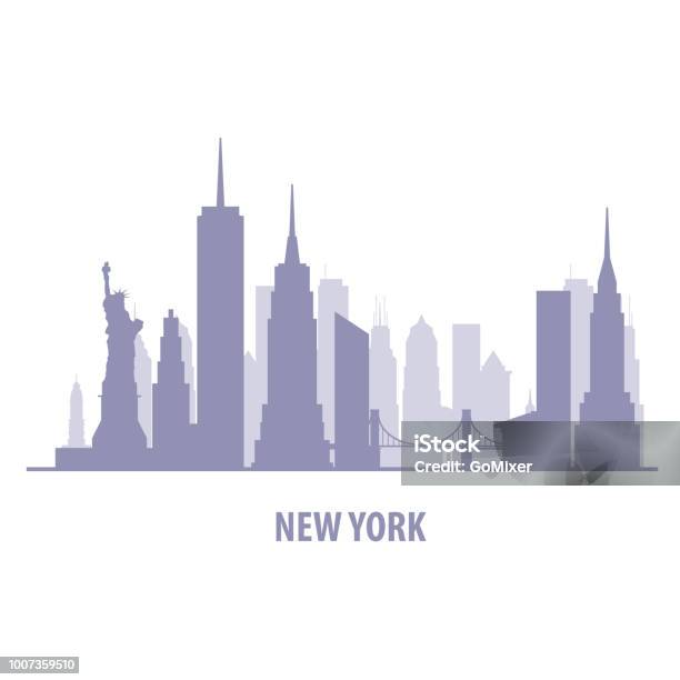 New York Cityscape Silhouette De Manhattan Skyline Vecteurs libres de droits et plus d'images vectorielles de New York City