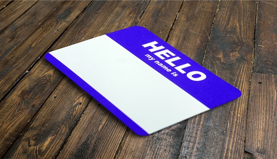 Hello My Name Is Tag with Copy Space, Isolated on White Background.