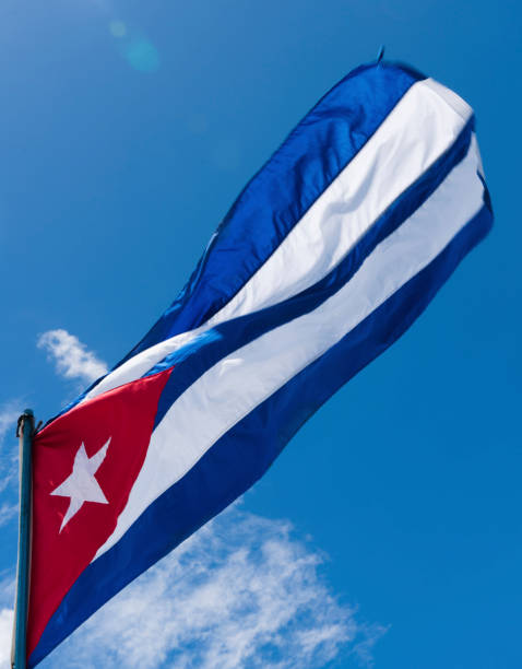istock Waving Cuba flag and blue sky during sunny day 1007367510