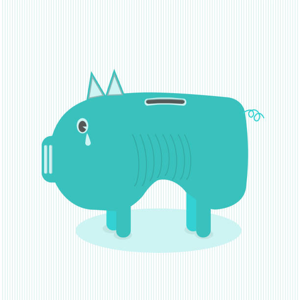 schwein schüssel piggy pig geld, skinny pig, vektor, abbildung - slim piggy bank cartoon currency stock-grafiken, -clipart, -cartoons und -symbole