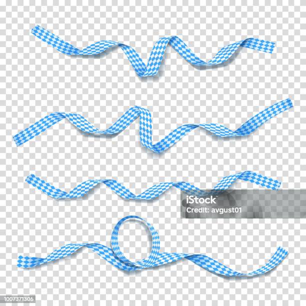 Collection Of Blue And White Satin Ribbons Stock Illustration - Download Image Now - Ribbon - Sewing Item, Beer Festival, Backgrounds
