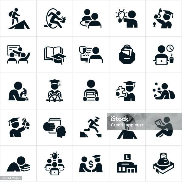 College Education Icons Stock Illustration - Download Image Now - Icon Symbol, University Student, Student