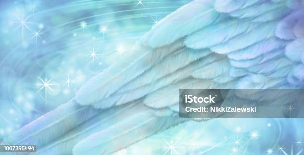 Blue Angel Wing Background Stock Photo - Download Image Now - Angel, Beauty, Protection