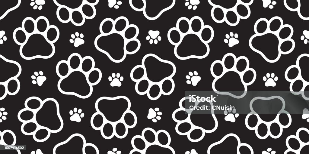 Dog Paw Seamless Vector Footprint Pattern Kitten Puppy Tile Background  Repeat Wallpaper Isolated Illustration Cartoon Black Stock Illustration -  Download Image Now - iStock