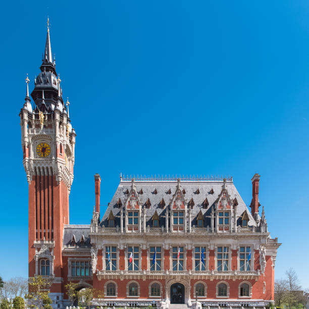 The beautiful city hall of Calais, in France