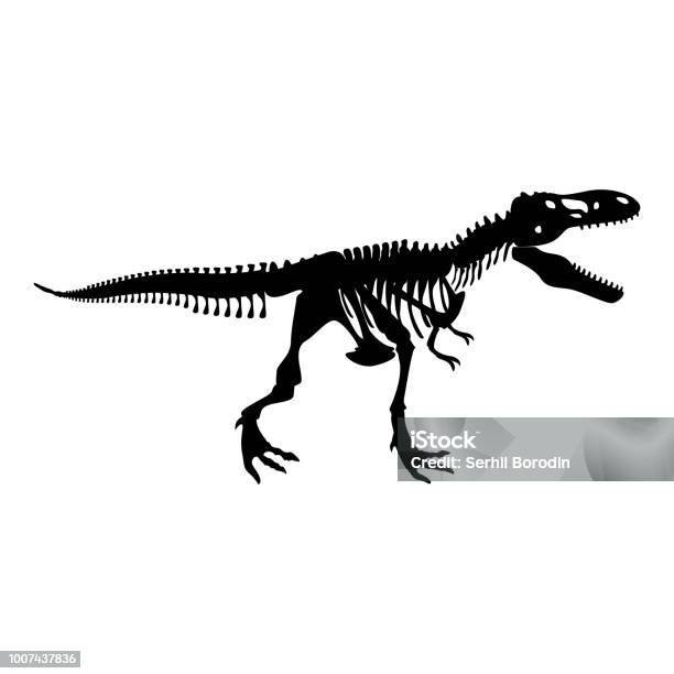 Dinosaur Skeleton T Rex Icon Black Color Illustration Flat Style Simple Image Stock Illustration - Download Image Now