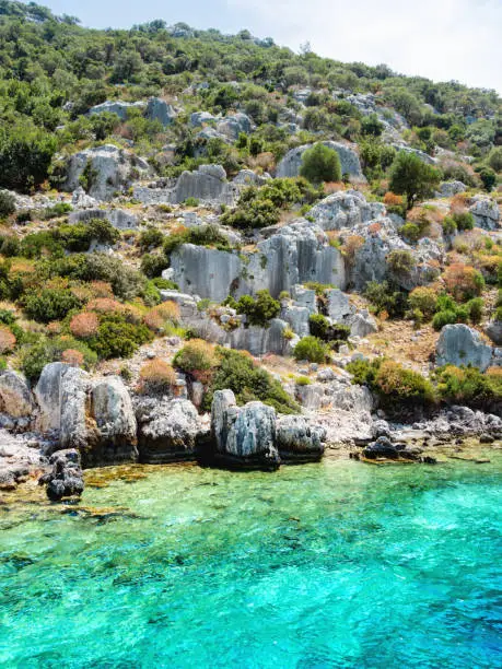 Photo of Ruins of Sunken city on Kekova, small Turkish island near Demre. Antalya province, Turkey.