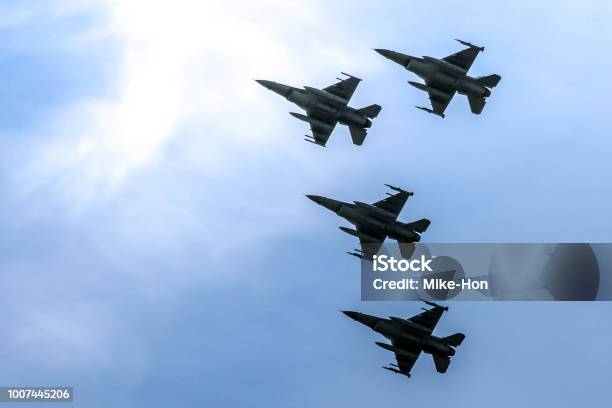 Fighter Jets In Formation Stock Photo - Download Image Now - Fighter Plane, Military Airplane, USA