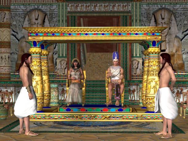 salón del trono egipcio - traje de reina egipcia fotografías e imágenes de stock