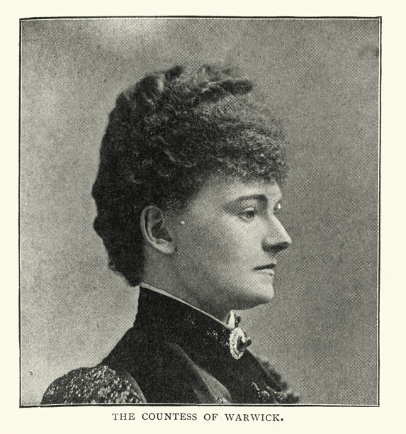 Vintage engraving of  Daisy Greville, Countess of Warwick. a campaigning socialist who supported many schemes to aid the less well off in education, housing, employment and pay. She established colleges for the education of women in agriculture and market gardening, first in Reading then in Studley.