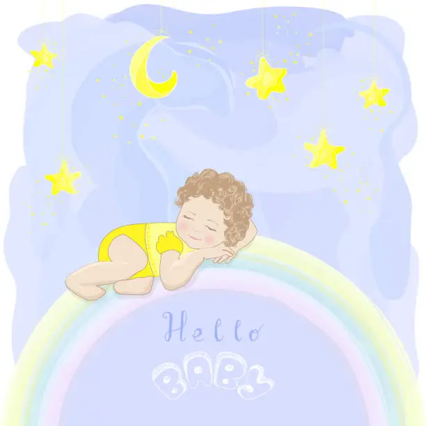 Vector illustration of Funny sleeping baby.