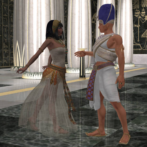 pareja egipcio - traje de reina egipcia fotografías e imágenes de stock