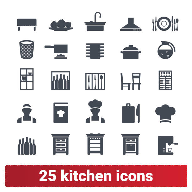 küchenmöbel, küchengeschirr, chef icons set - wine rack illustrations stock-grafiken, -clipart, -cartoons und -symbole