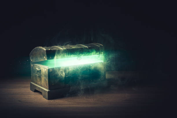 Pandora's box on wooden background
