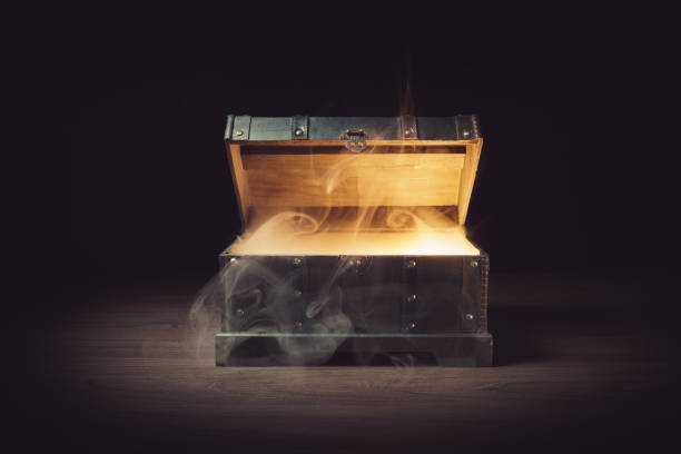 Pandora's box on wooden background