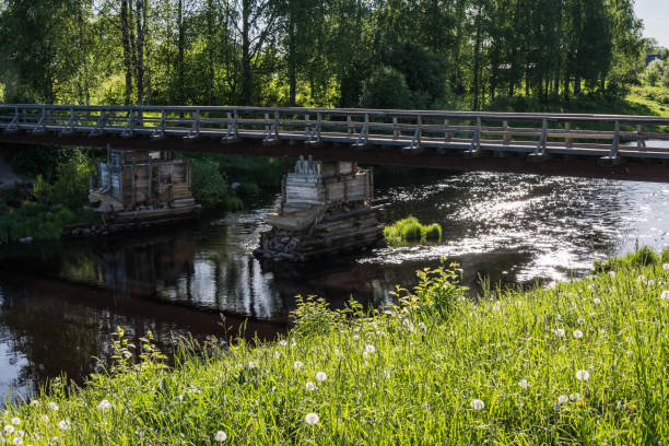 istock Pedestrian bridge over the river Olonka 1007461014