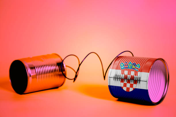 istock tin can phone with Flag of Croatia .communication concept 1007471248