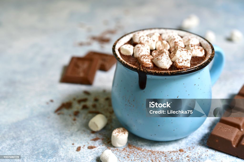 Homemade Hot Chocolate With Mini Marshmallow Stock Photo - Download Image  Now - Hot Chocolate, Winter, Marshmallow - iStock