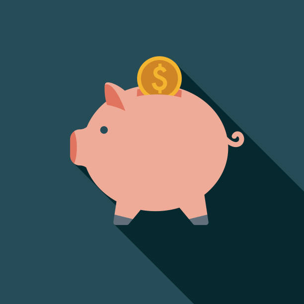 stockillustraties, clipart, cartoons en iconen met besparingen platte ontwerp verzekering pictogram - spaarvarken