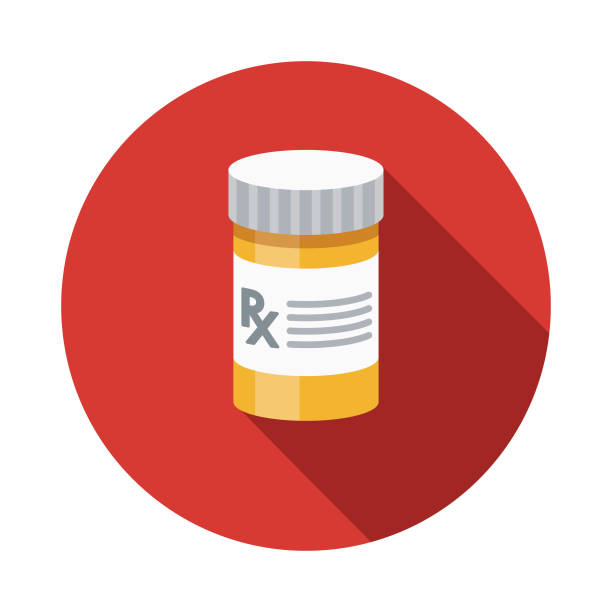 Prescription Flat Design Insurance Icon A flat design styled Insurance celebrations icon with a long side shadow. Color swatches are global so it’s easy to edit and change the colors. medicare icons stock illustrations