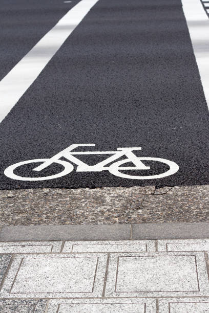 istock Sign indicating  the lane  for bicycles on the road 1007527784
