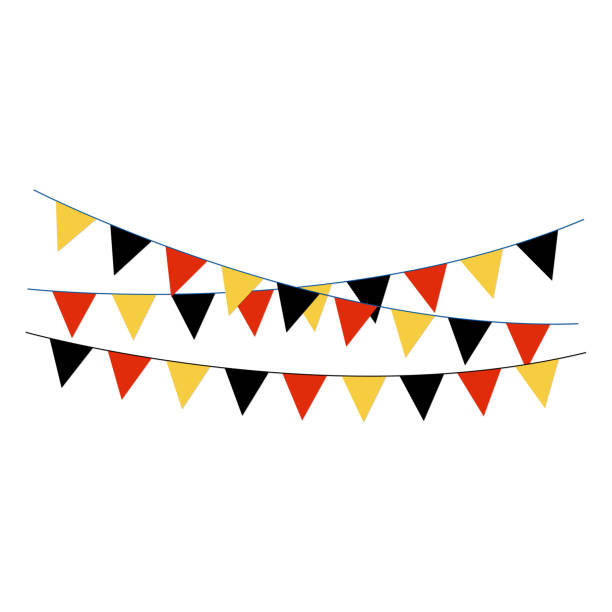 Black, Red, and Gold Bunting Banners Banner or bunting with black, red, and gold colors of German flag german culture stock illustrations