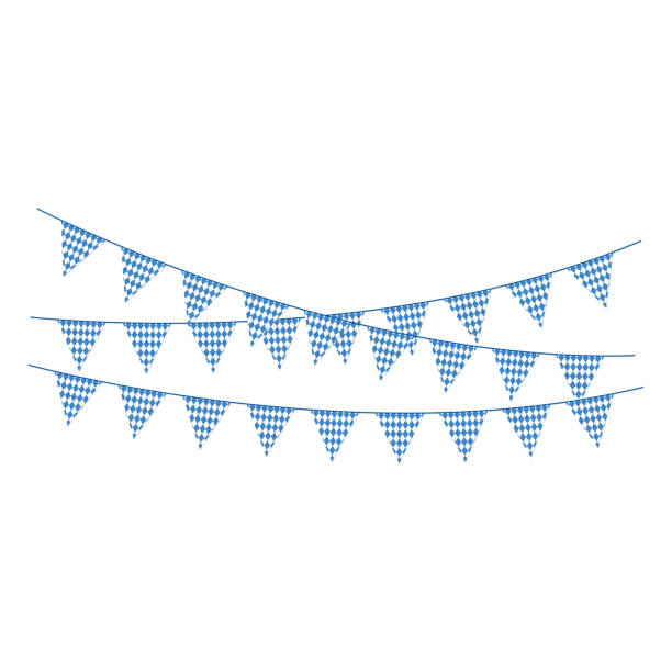 сине-белые бантинговые знамена - oktoberfest stock illustrations