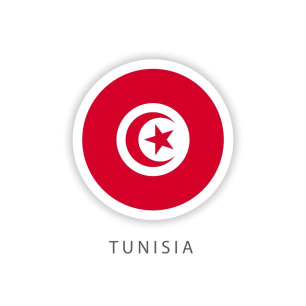 tunezja button flag szablon wektor projekt illustrator - qatar senegal stock illustrations