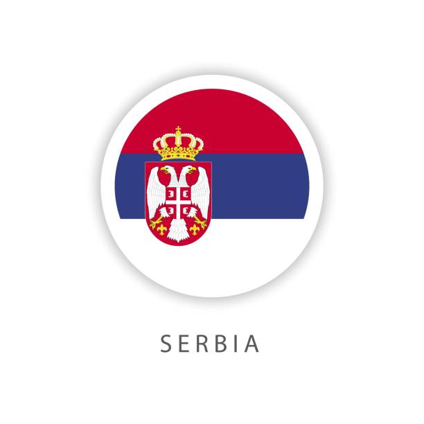 세르비아 버튼 플래그 벡터 템플릿 디자인 일러스트 레이 터 - serbian flag stock illustrations