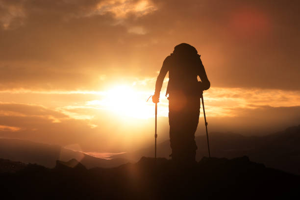 istock Hiker at sunrise on a mountain 1007574406