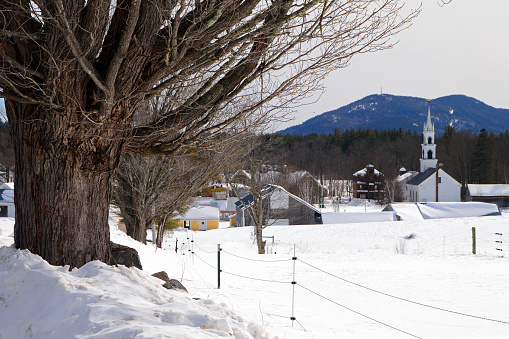 The small town of Tamworth New Hampshire in winter