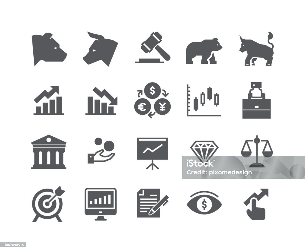 Simple flat high quality vector icon set,Stock Exchange Bear Bull and Finance and Graph Analytics and more. 48x48 Pixel Perfect. Bear stock vector